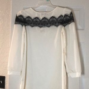 White dress with black lace